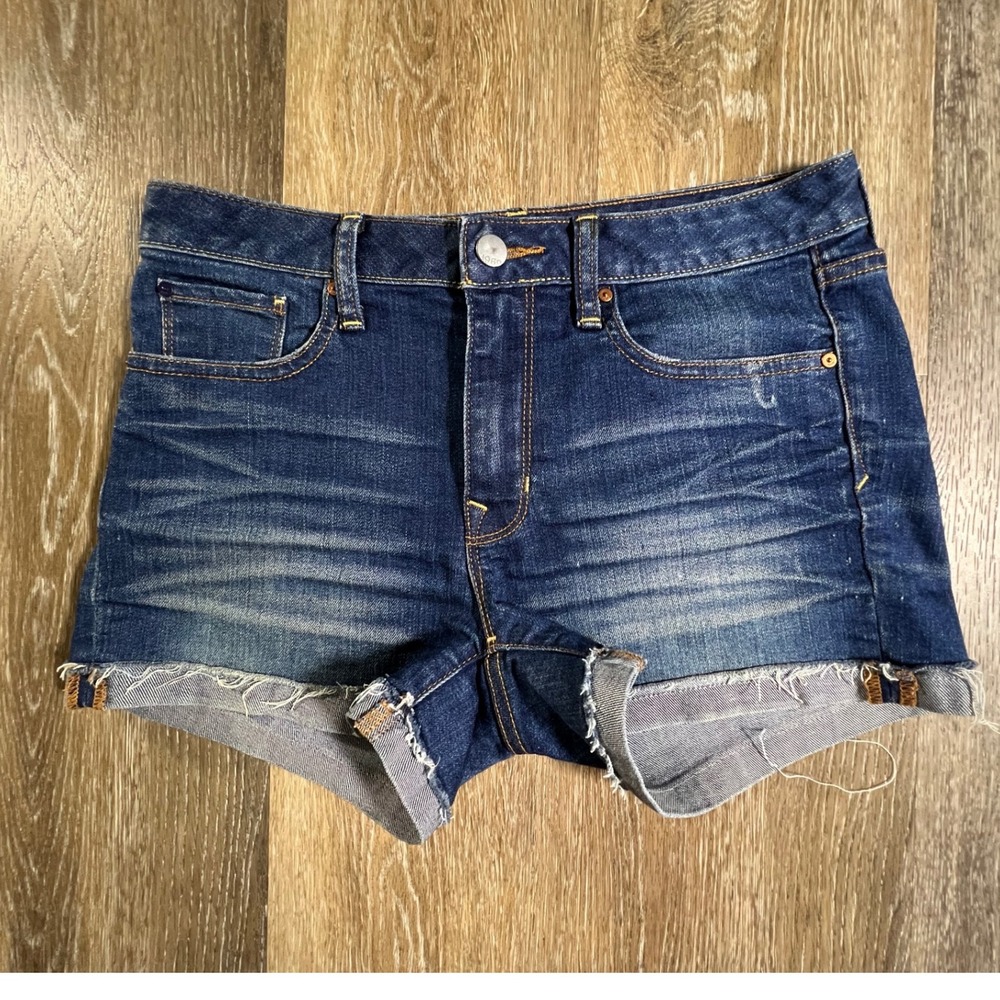 Gap 1969 Slim Cut-Offs Denim Shorts Womens 26 Blue Dark Wash Frayed Hem